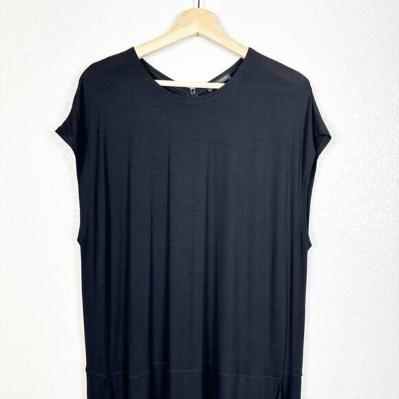 Eileen Fisher Womens Jersey Stretch Knit Wide Leg Crop Jumpsuit in Black Size XL - Picture 4 of 16